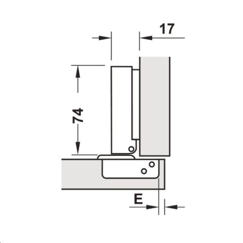 Bản lề trùm ngoài Metalla SM 110º DIY Hafele 483.01.720 5 Kích thước của Bản lề trùm ngoài Metalla SM 110º DIY Hafele 483.01.720