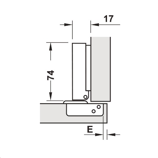 Bản lề trùm ngoài Metalla SM 110º DIY Hafele 483.01.720 4 Kích thước của Bản lề trùm ngoài Metalla SM 110º DIY Hafele 483.01.720