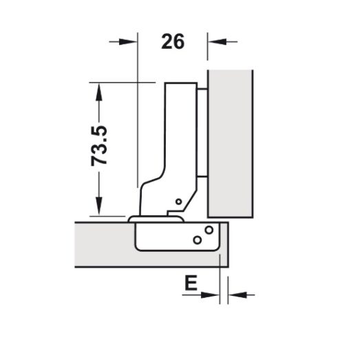 Bản lề trùm nửa Metalla SM 110° giảm chấn Hafele 315.11.751 5 Kích thước của Bản lề trùm nửa Metalla SM 110° giảm chấn Hafele 315.11.751