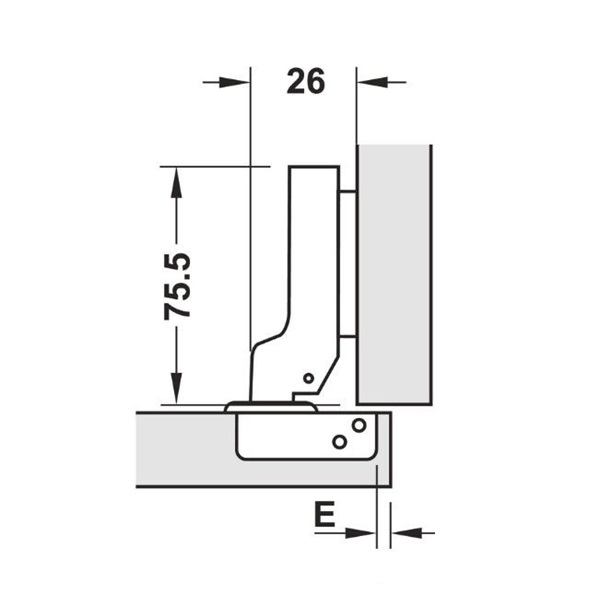 Bản lề trùm nửa Metalla SM 110º DIY Hafele 483.01.721 4 Kích thước của Bản lề trùm nửa Metalla SM 110º DIY Hafele 483.01.721