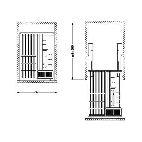 Bộ rổ kéo đa năng cho tủ dưới Rome Hafele 549.34.055, rộng 400 4 Kích thước của Bộ rổ kéo đa năng cho tủ dưới Rome Hafele 549.34.055, rộng 400