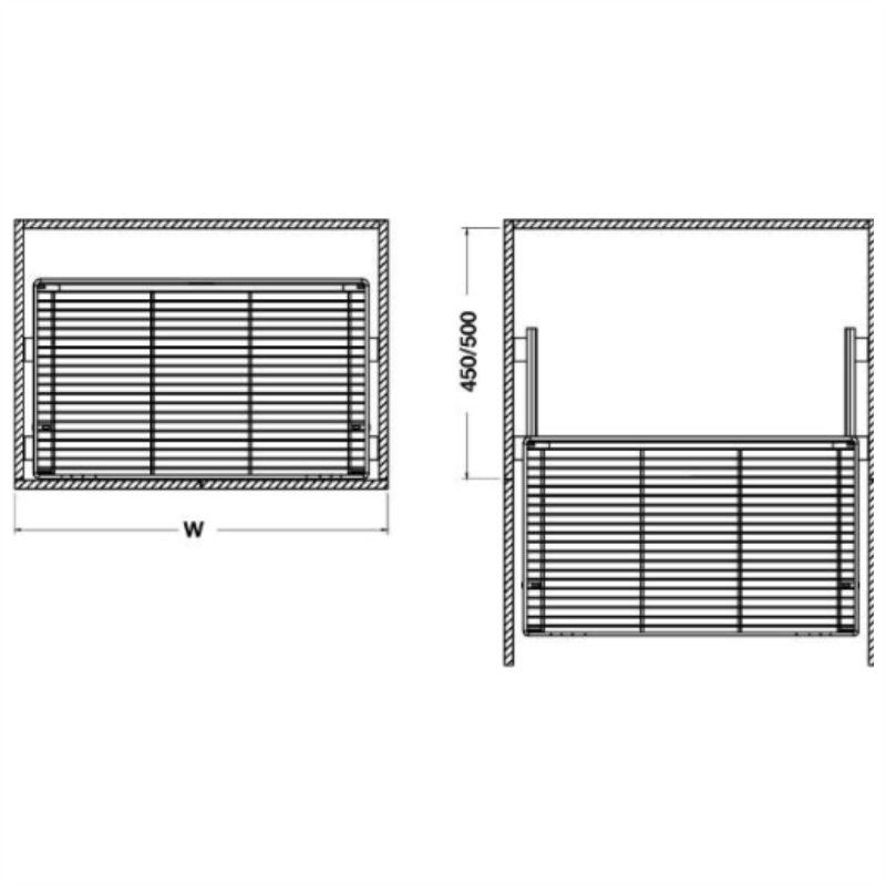 Bộ rổ kéo Hafele 549.03.133 cho tủ bếp dưới rộng 500mm 4 Kích thước của Bộ rổ kéo Hafele 549.03.133 cho tủ bếp dưới rộng 500mm