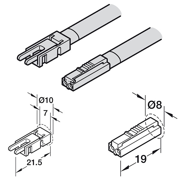 Dây dẫn adapter Hafele 833.72.742 4 Kích thước của Dây dẫn adapter Hafele 833.72.742