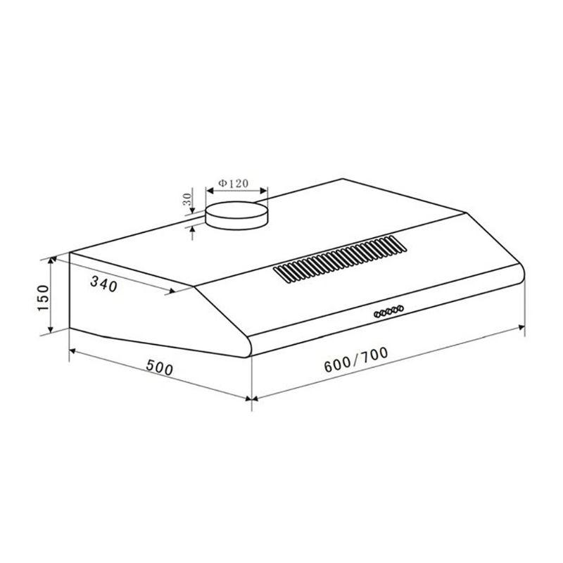 Máy hút mùi Eurosun EH-60CF19S 5 Kích thước Hình ảnh máy hút mùi Eurosun EH-60CF19S