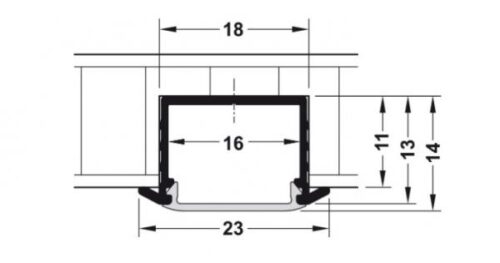 Nắp che cho thanh dẫn đèn Led lắp âm Hafele 833.72.854 5 Kích thước của Nắp che cho thanh dẫn đèn Led lắp âm Hafele 833.72.854