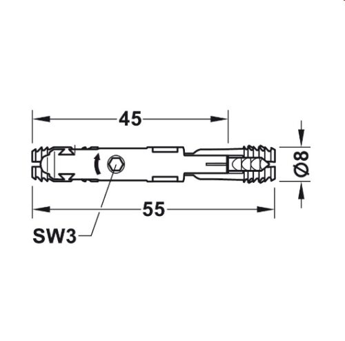 Phụ kiện kết nối Ixconnect SC 8/60 Hafele 262.11.117 5 Kích thước của Phụ kiện kết nối Ixconnect SC 8/60 Hafele 262.11.117