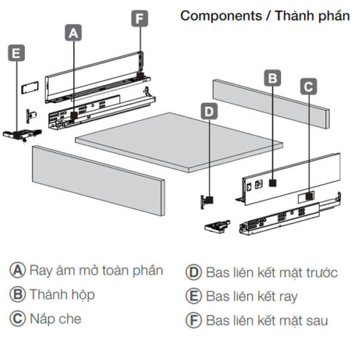 Ray hộp Hafele 552.35.355 Alto S PTO xám đậm H170/500mm 9 phu kien nha bep 552 35 355 3
