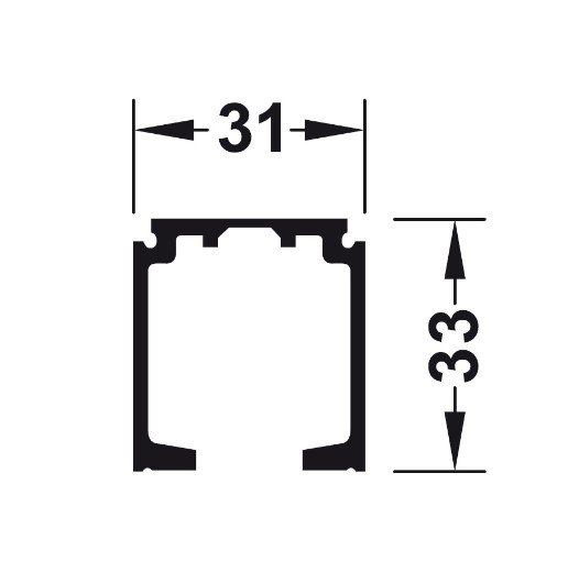 Ray trượt đơn 31 x 33mm Hafele 940.43.922 4 Kích thước của Ray trượt đơn 31 x 33mm Hafele 940.43.922