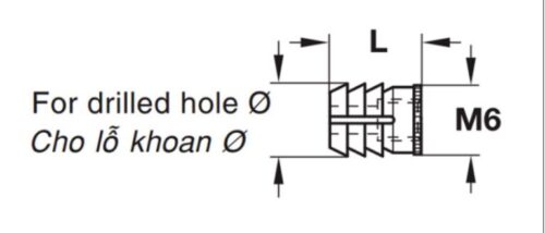 Tắc kê thân ốc liên kết Hafele 039.32.050 5 Kích thước của Tắc kê thân ốc liên kết Hafele 039.32.050