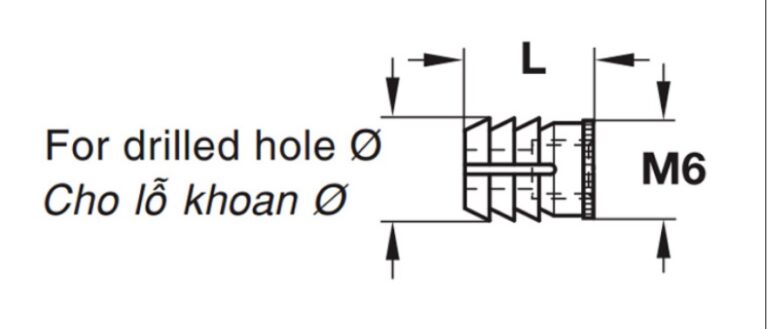 Tắc kê thân ốc liên kết Hafele 039.32.050 4 Kích thước của Tắc kê thân ốc liên kết Hafele 039.32.050
