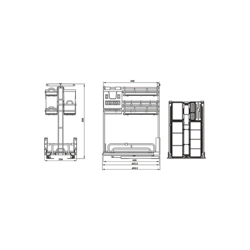 Bộ rổ gia vị dao thớt Hafele Omero 595.00.806 450mm 5 Bộ rổ gia vị dao thớt Hafele Omero 595.00.806 450mm