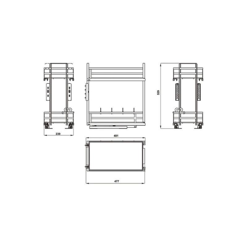 Bộ rổ gia vị Hafele Omero 549.20.823 300mm 6 Bộ rổ gia vị Hafele Omero 549.20.823 300mm