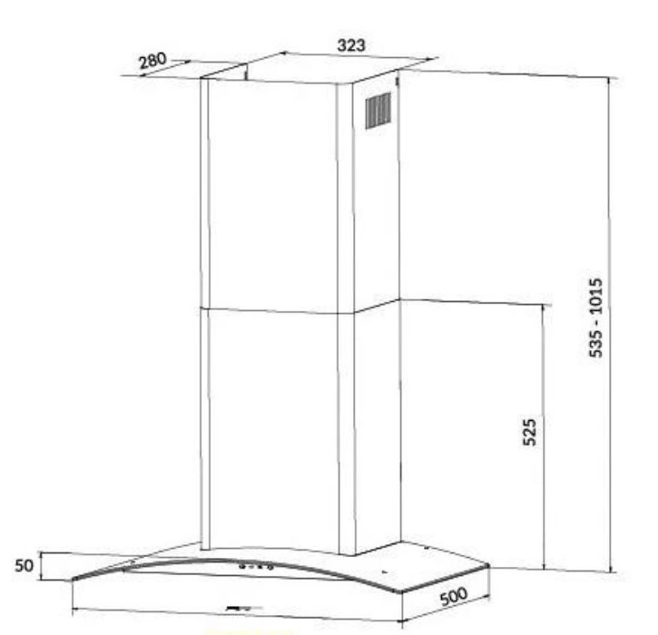 Máy hút mùi áp tường tuần hoàn Eurosun EH-90K32 13 kích thước máy hút mùi áp tường tuần hoàn Eurosun EH-90K32