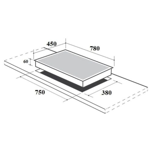 Bếp từ Canzy 3 vùng nấu CZ-TL67GA lắp âm 5 Kích thước bếp từ Canzy 3 vùng nấu CZ-TL67GA lắp âm