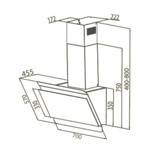 Máy hút mùi áp tường Canzy CZ 2770H 7 Kích thước máy hút mùi áp tường Canzy CZ 2770H