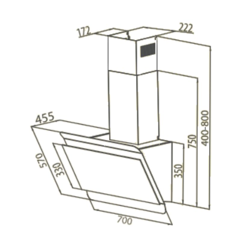 Kích thước máy hút mùi áp tường Canzy CZ 2770H Kích thước máy hút mùi áp tường Canzy CZ 2770H