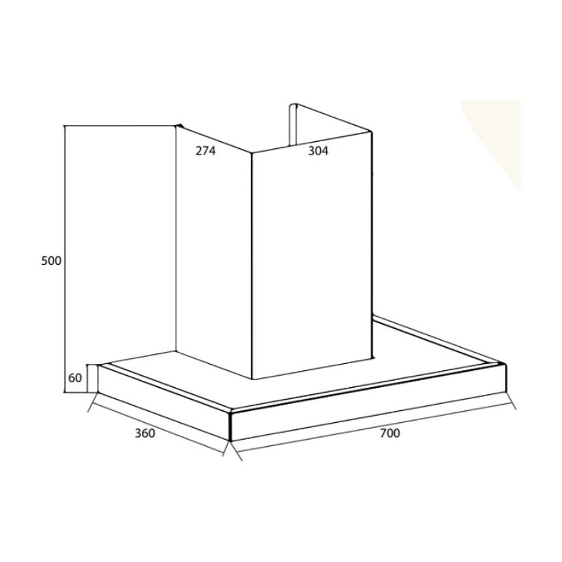 Máy hút mùi áp tường Canzy CZ 636PRO 4 Kích thước máy hút mùi áp tường Canzy CZ 636PRO