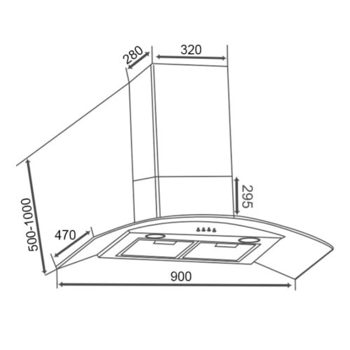 Máy hút mùi áp tường Canzy CZ MLH890 7 Kích thước máy hút mùi áp tường Canzy CZ MLH890