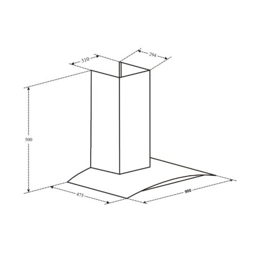 Máy hút mùi áp tường Canzy CZ TB90 6 Kích thước máy hút mùi áp tường Canzy CZ TB90