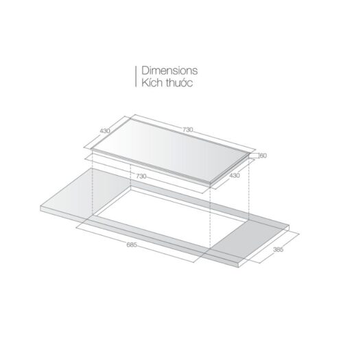 Bếp từ đôi Lorca LCI 816 PLUS lắp âm 7 Kích thước bếp từ đôi Lorca LCI 816 PLUS lắp âm