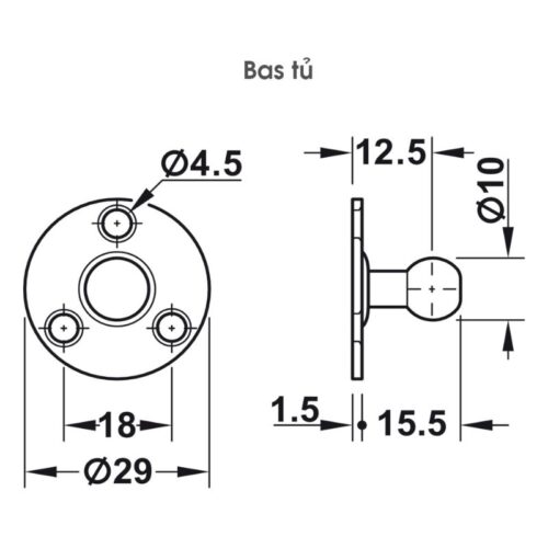 Pittong đẩy cánh tủ 80N Hafele 373.82.907 12 Bas tủ pittong đẩy cánh tủ 80N Hafele 373.82.907