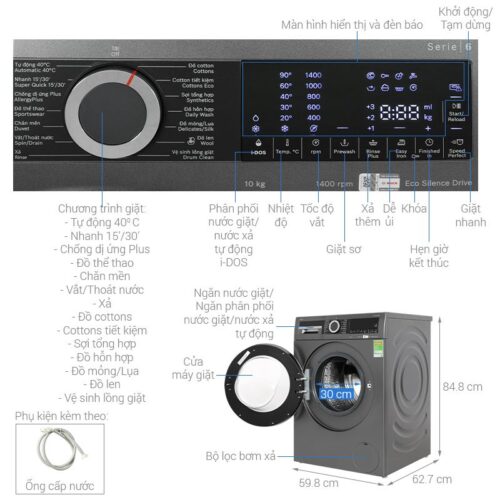 Máy giặt Bosch 10kg WGG254A0VN cửa trước 11 Đặc điểm máy giặt Bosch 10kg WGG254A0VN cửa trước