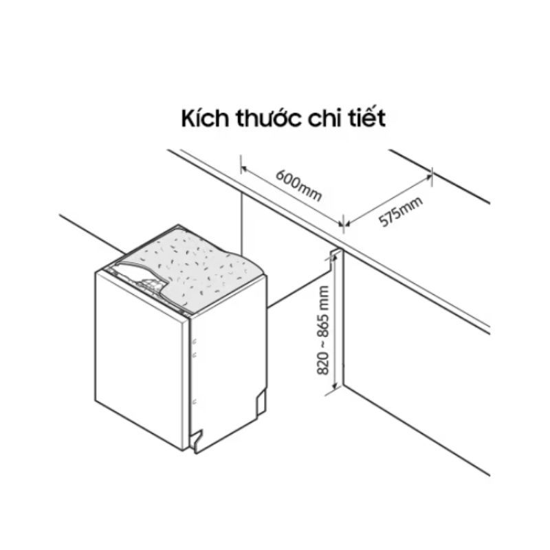 Máy rửa bát độc lập Samsung Bespoke DW60CB750FAPSV 5 Kích thước máy rửa bát độc lập Samsung Bespoke DW60CB750FAPSV