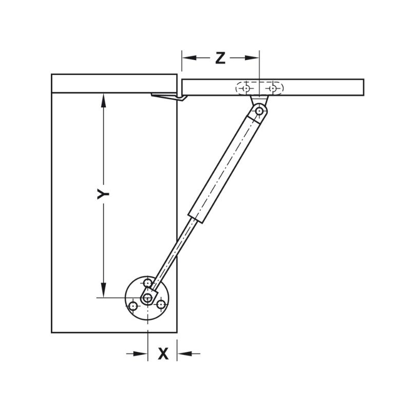 Pittong đẩy cánh tủ 80N Hafele 373.82.907 9 Lắp đặt pittong đẩy cánh tủ 80N Hafele 373.82.907