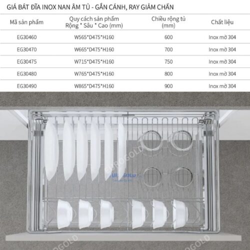 Giá bát đĩa Eurogold EGT7180 5 Kích thước giá bát đĩa Eurogold EG30480