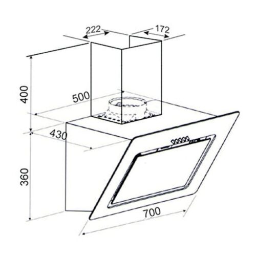 Máy hút mùi áp tường Binova BI-65-IG-07 5 Kích thước máy hút mùi áp tường Binova BI-65-IG-07