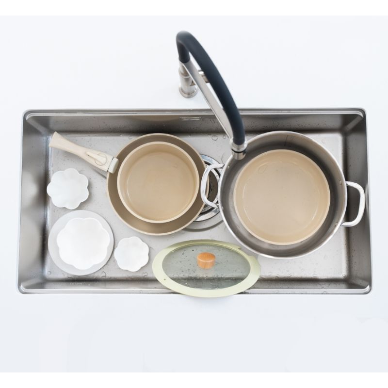 Chậu rửa bát inox 1 hố Konox TARI 8748SR Basic 4 Ảnh thực tế chậu rửa bát inox 1 hố Konox TARI 8748SR Basic