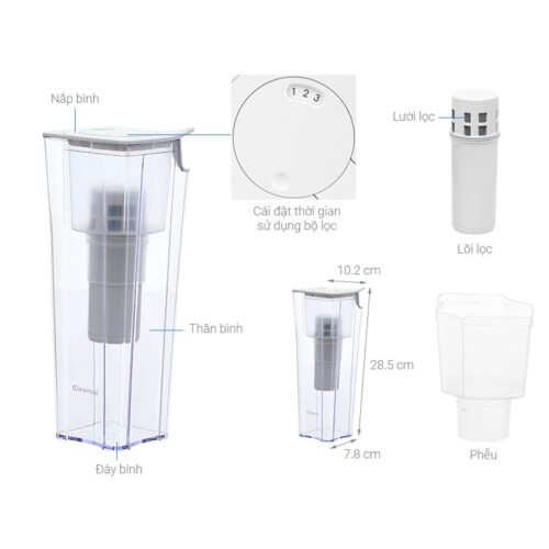 Bình lọc nước cầm tay Cleansui EJ101 5 Kích thước bình lọc nước cầm tay Cleansui EJ101