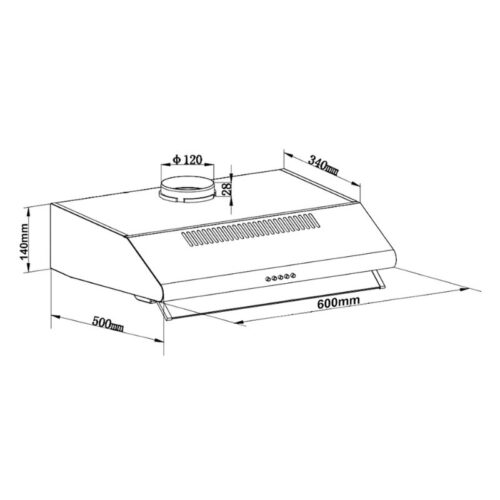 Máy hút mùi áp tường Binova BI-23-B-06 5 Kích thước máy hút mùi áp tường Binova BI-23-B-06
