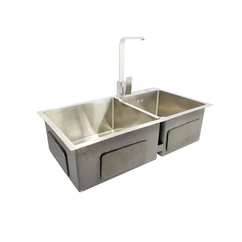 Chậu rửa bát inox 2 hố BossEU BS8245L1 4 Hình ảnh chậu rửa bát inox 2 hố BossEU BS8245L1