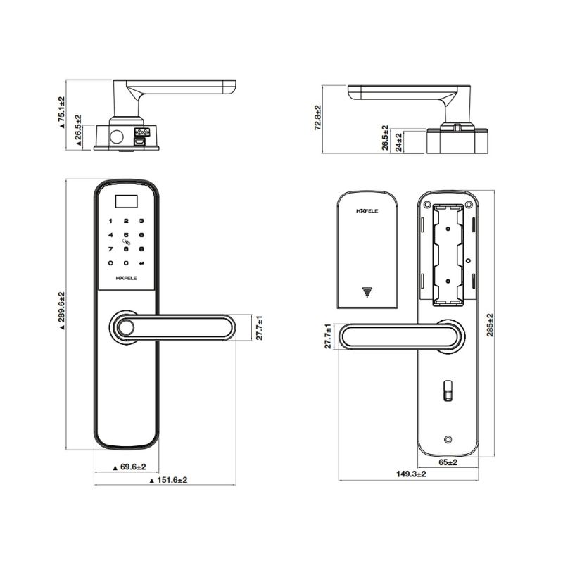 Khóa điện tử DL6000 Hafele 912.20.581 5 Thông số kỹ thuật khoá điện tử Hafele DL6000 912.20.581