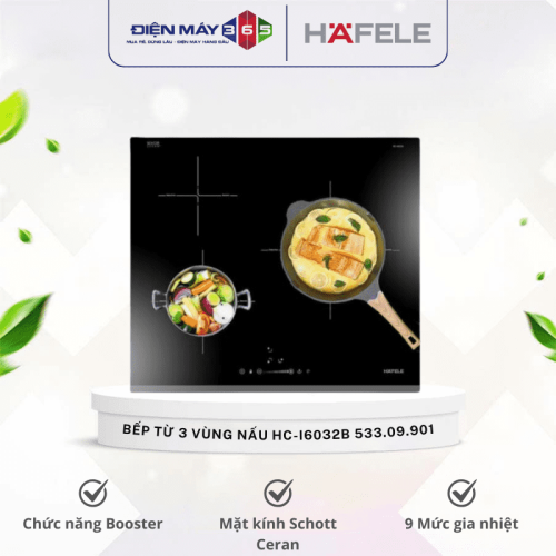 Bếp từ Hafele 3 vùng nấu HC-I6032B 533.09.901 lắp âm