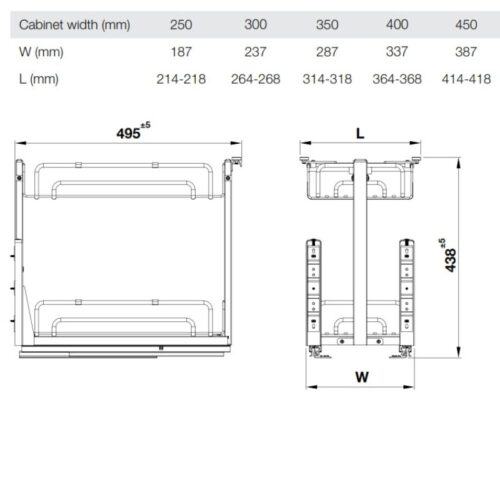 Giá gia vị Inox 304 Hafele Omero 547.10.063 300mm 7 Kích thước giá gia vị Inox 304 Hafele Omero 547.10.063 300mm