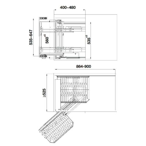Giá góc liên hoàn Inox 304 mở trái Hafele 548.21.032 7 Kích thước giá góc liên hoàn Inox 304 mở trái Hafele 548.21.032