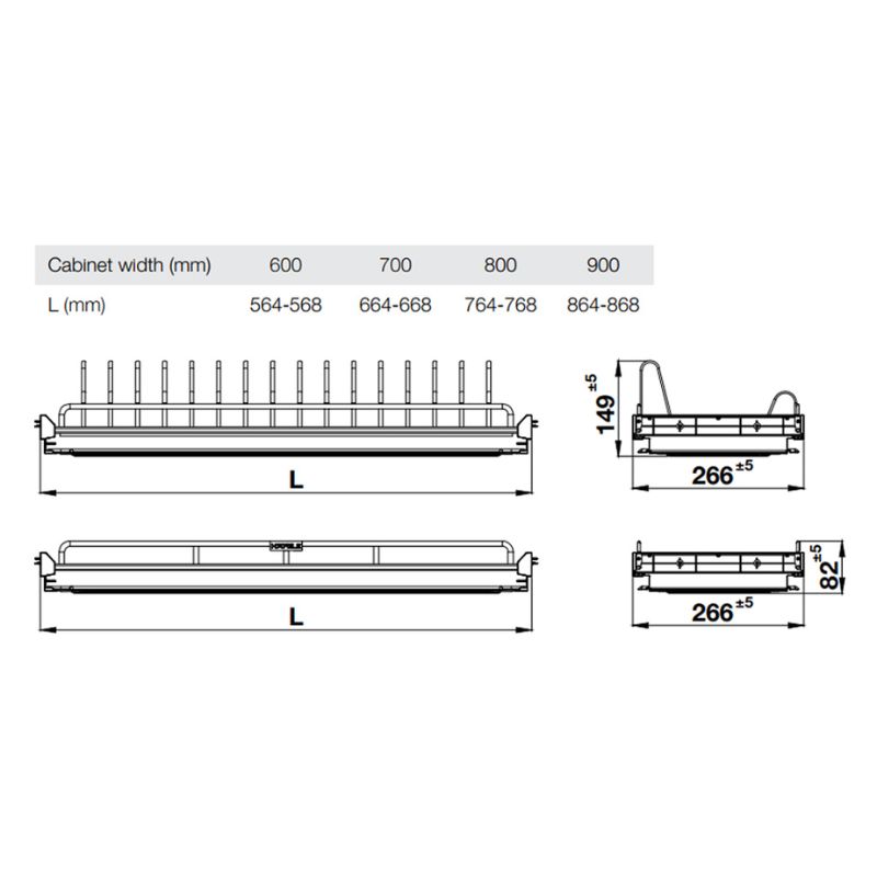 Giá bát cố định Hafele Oria 544.07.015 800mm 5 Kích thước giá bát cố định Hafele Oria 544.07.015 800mm