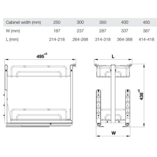 Giá gia vị Inox 304 Hafele Omero 547.10.062 250mm 7 Kích thước giá gia vị Inox 304 Hafele Omero 547.10.062 250mm