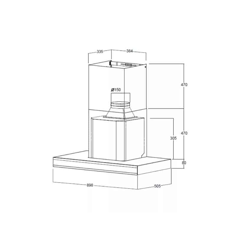 Máy hút mùi áp tường Brandt AD1200X 4 Kích thước máy hút mùi áp tường Brandt AD1200X