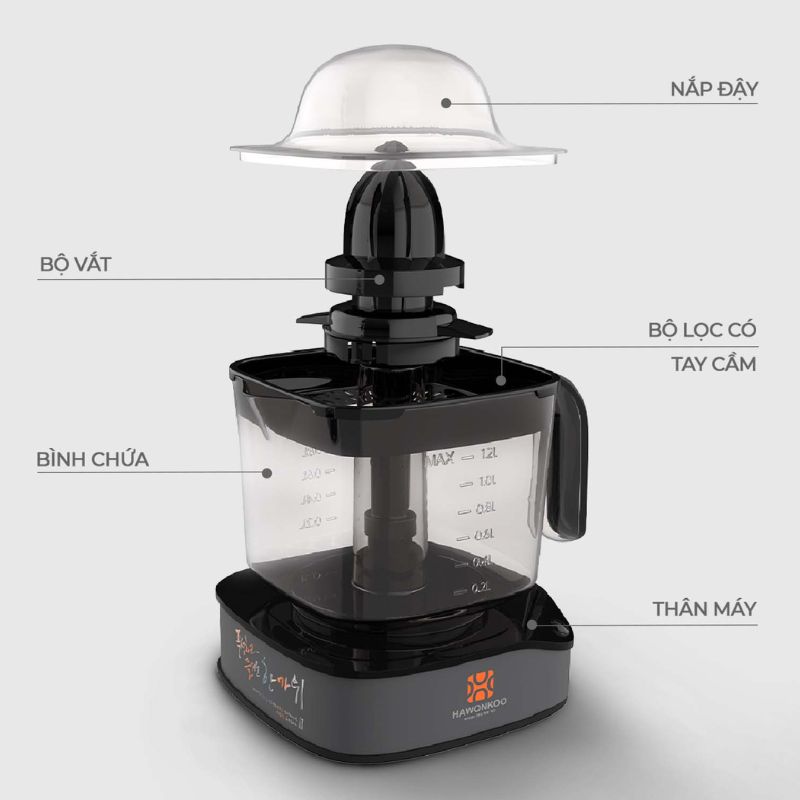 Máy vắt cam Hawonkoo OJH-120-GR 5 Thiết kế máy vắt cam Hawonkoo OJH-120-GR