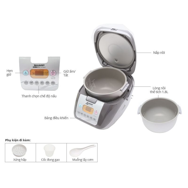 Nồi cơm điện 1.8L SHARP KS-COM19V 5 Chi tiết nồi cơm điện 1.8L SHARP KS-COM19V