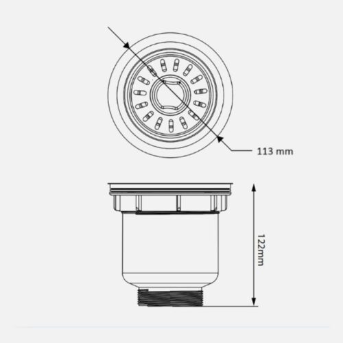 Kích thước bát rác inox Kluger KS-502DN113