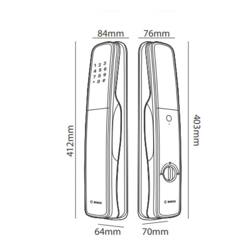 Khóa cửa thông minh Bosch EL800A EU Gray 4 Kích thước khóa cửa thông minh Bosch EL800A EU Gray