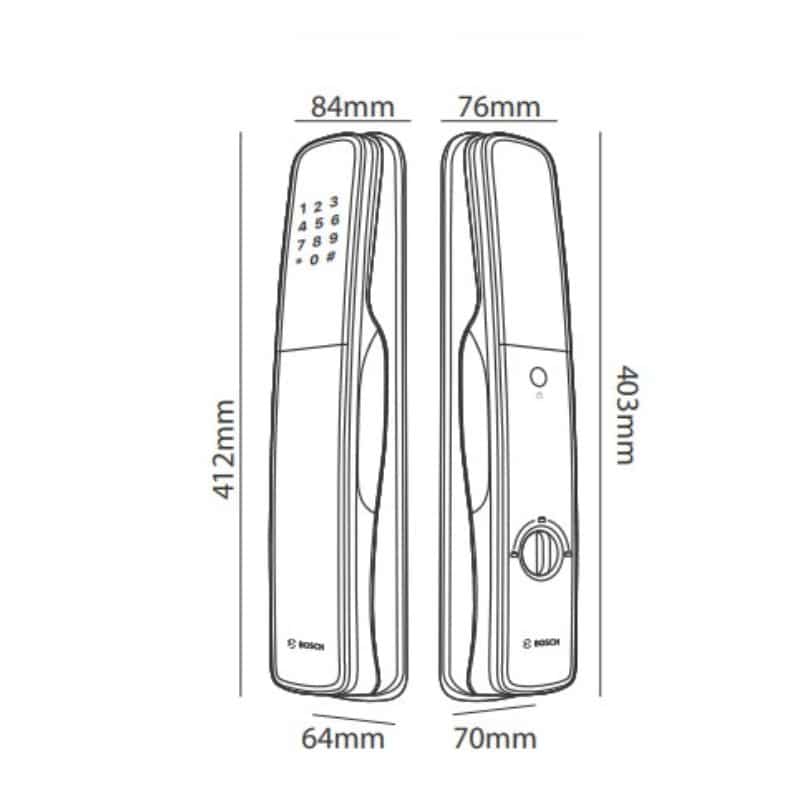 Khóa cửa thông minh Bosch EL800VX EU Gray 5 Kích thước khóa cửa thông minh Bosch EL800VX EU Gray