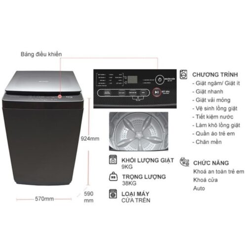 Máy giặt Sharp 9kg ES-Y90HV-S cửa trên 7 Thông số máy giặt Sharp 9kg ES-Y90HV-S cửa trên