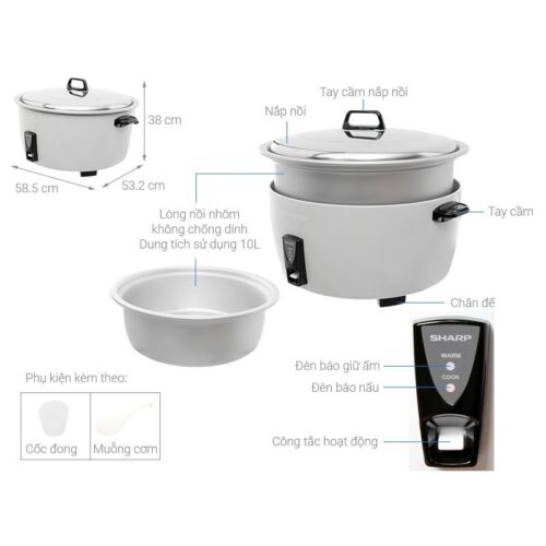 Nồi cơm điện 10L Sharp KSH-D1010V 7 Thông số nồi cơm điện 10L Sharp KSH-D1010V