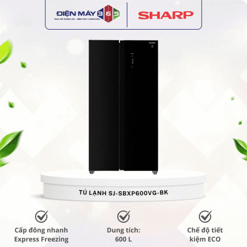 Tủ lạnh 2 cánh side by side 600 lít Sharp SJ-SBXP600VG-BK