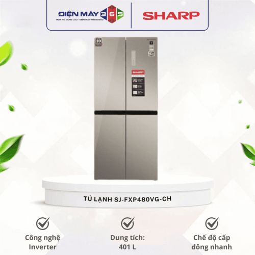 Tủ lạnh 4 cánh 401 lít Sharp SJ-FXP480VG-CH